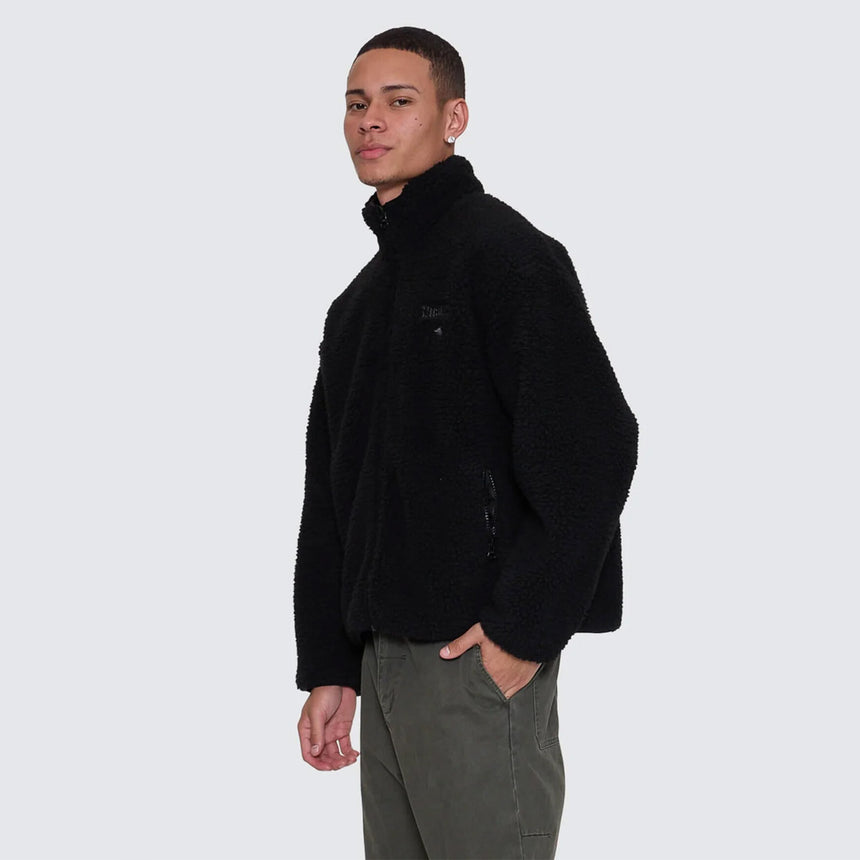 THRILLS Web Of Deceit Cropped Sherpa Jacket - Black