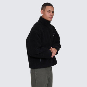 THRILLS Web Of Deceit Cropped Sherpa Jacket - Black