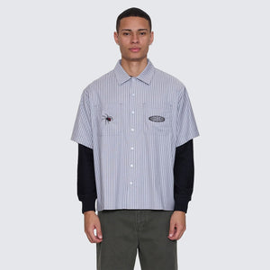 THRILLS Web Of Deceit Cropped Short Sleeve Work Shirt - Black