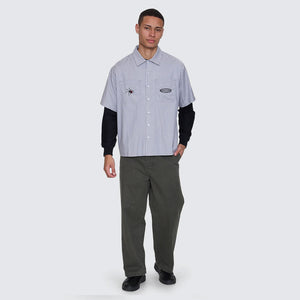 THRILLS Web Of Deceit Cropped Short Sleeve Work Shirt - Black