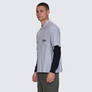 THRILLS Web Of Deceit Cropped Short Sleeve Work Shirt - Black