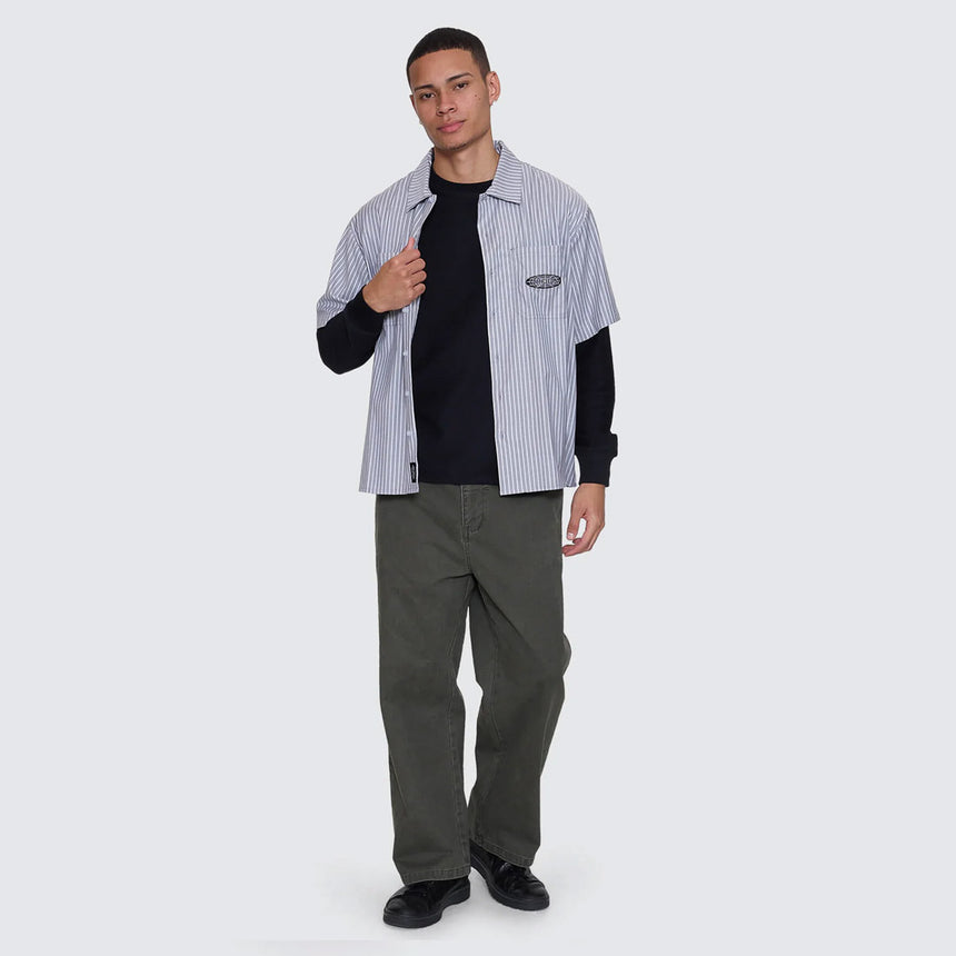 THRILLS Web Of Deceit Cropped Short Sleeve Work Shirt - Black