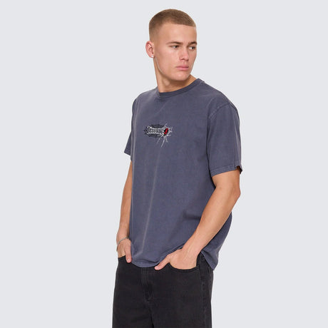 THRILLS Web Of Deceit Embroidered Merch Fit Tee - Griffin Navy
