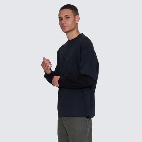 THRILLS Web Of Deceit Layer Box Fit Oversize Long Sleeve Tee - Faded Black