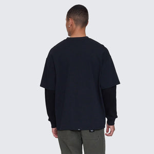 THRILLS Web Of Deceit Layer Box Fit Oversize Long Sleeve Tee - Faded Black
