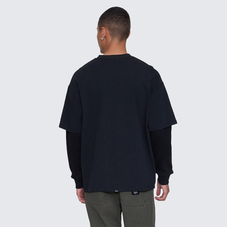THRILLS Web Of Deceit Layer Box Fit Oversize Long Sleeve Tee - Faded Black
