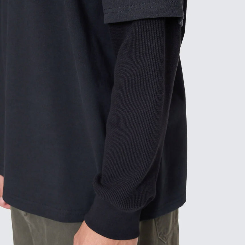 THRILLS Web Of Deceit Layer Box Fit Oversize Long Sleeve Tee - Faded Black