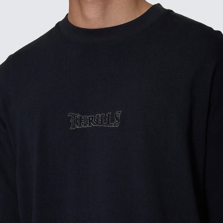 THRILLS Web Of Deceit Layer Box Fit Oversize Long Sleeve Tee - Faded Black
