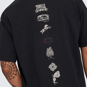 THRILLS What We Believe Embroidered Oversize Box Crop Tee - Washed Black