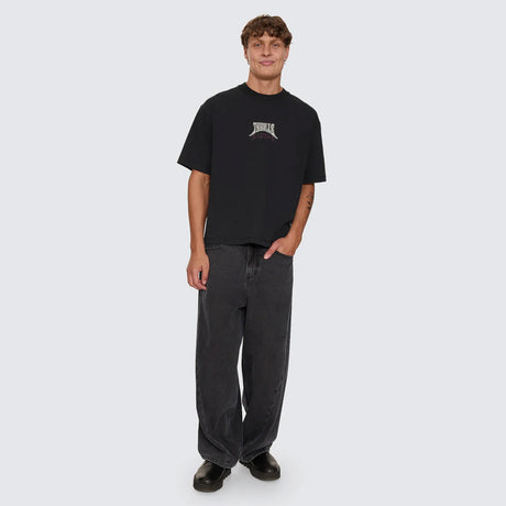 THRILLS What We Believe Embroidered Oversize Box Crop Tee - Washed Black