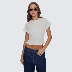 THRILLS Women's Against All Odds Shirred Tee - Butter Cream