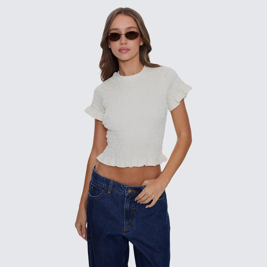 THRILLS Women's Against All Odds Shirred Tee - Butter Cream
