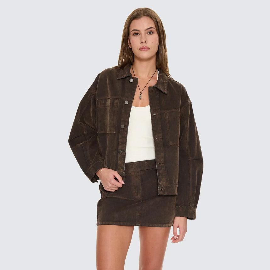 THRILLS Women's Bailey Flocked Jacket - Dark Chocolate