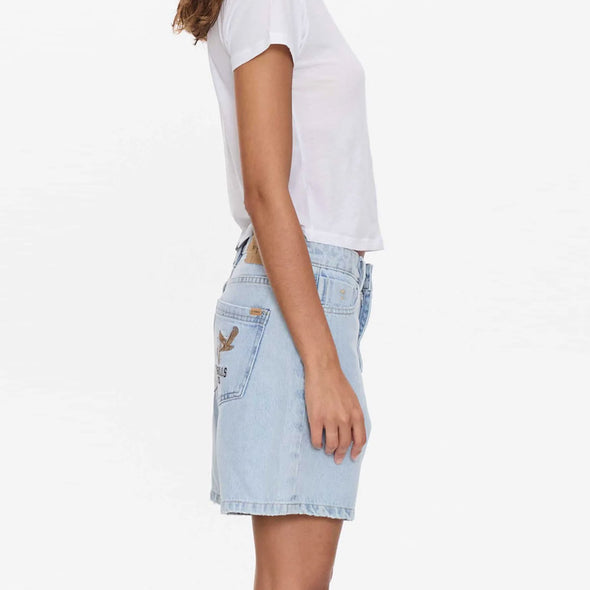 THRILLS Women's Billie Low Rise Baggy Embroidered Short - Serenity Blue