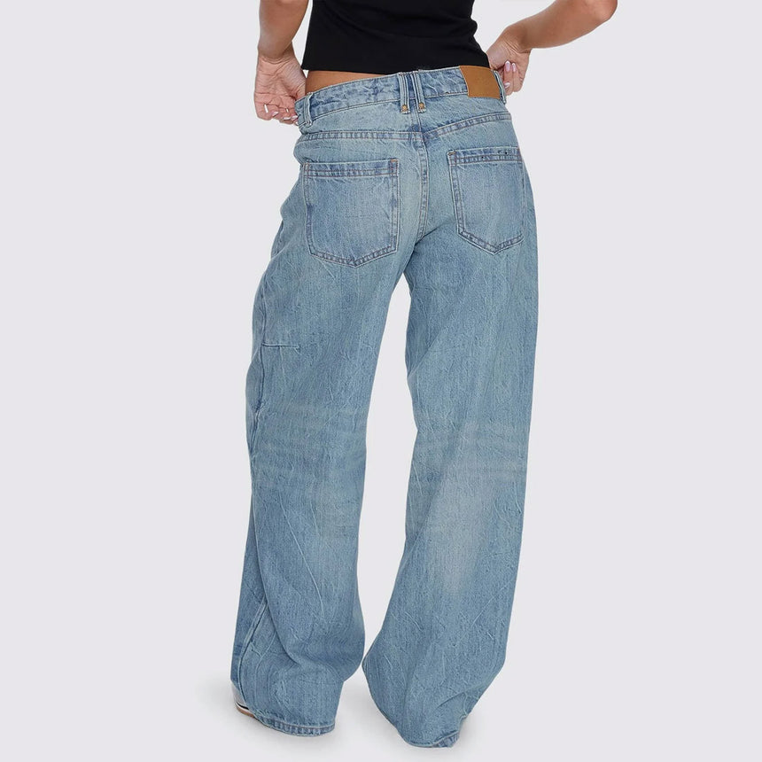 THRILLS Women's Billie Low Rise Baggy Jean - Dirty Crinkle Blue