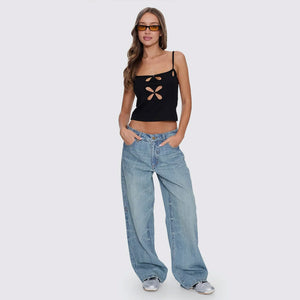 THRILLS Women's Billie Low Rise Baggy Jean - Dirty Crinkle Blue