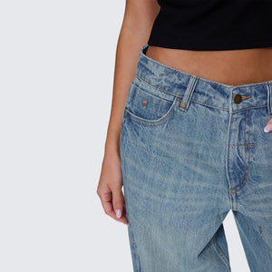 THRILLS Women's Billie Low Rise Baggy Jean - Dirty Crinkle Blue