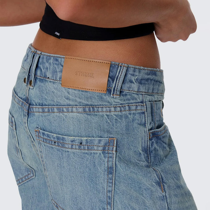 THRILLS Women's Billie Low Rise Baggy Jean - Dirty Crinkle Blue