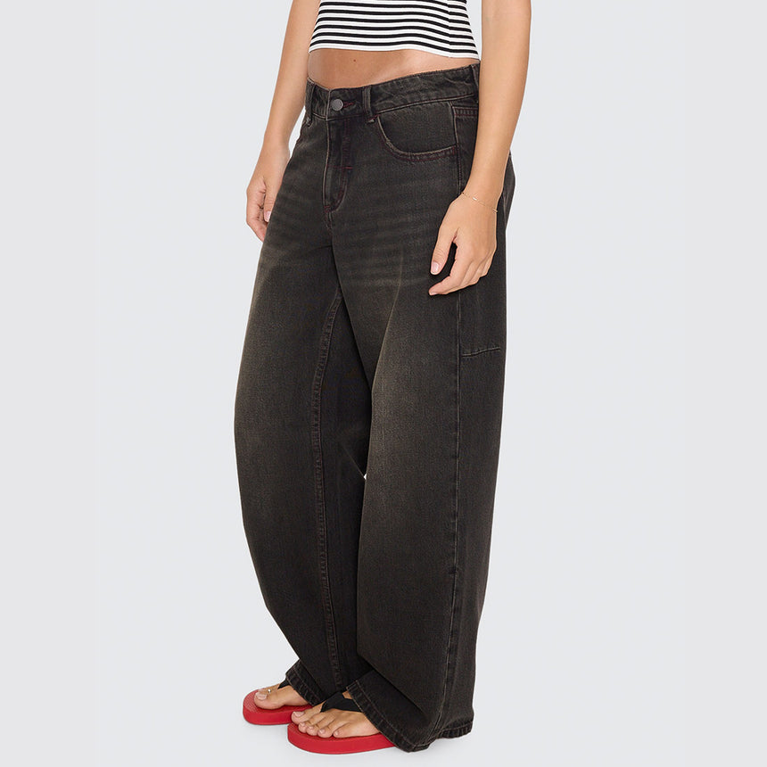 THRILLS Women's Billie Low Rise Baggy Jean - Licorice