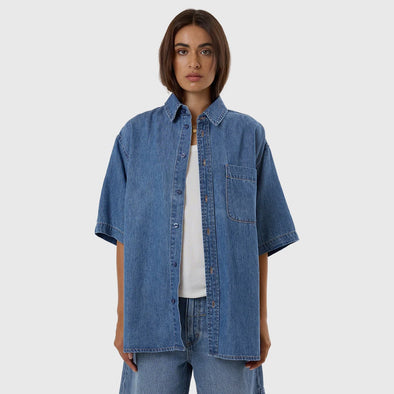 THRILLS Women's Darian Denim Shirt - Dark Dust Blue