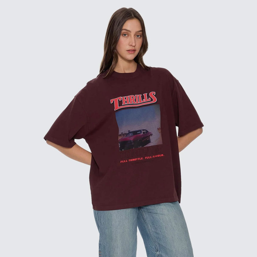 THRILLS Women's Full Throttle Oversized Tee - Bitter Chocolate