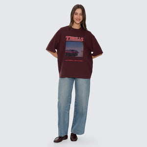 THRILLS Women's Full Throttle Oversized Tee - Bitter Chocolate