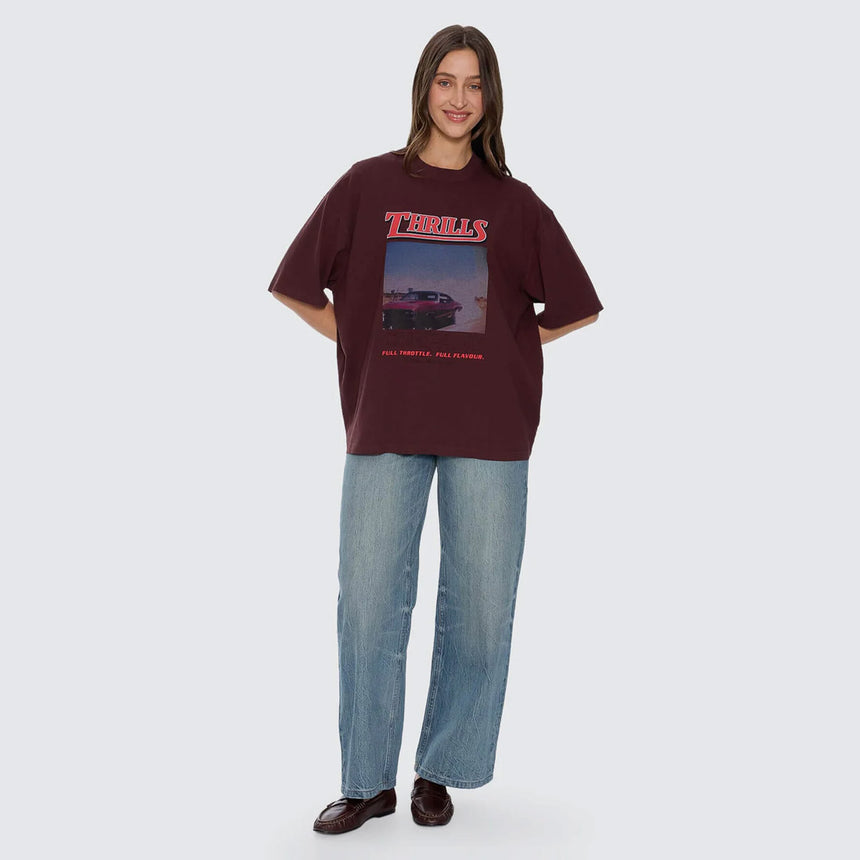 THRILLS Women's Full Throttle Oversized Tee - Bitter Chocolate