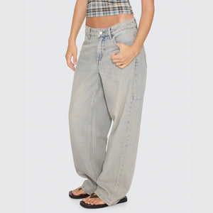 THRILLS Women's High Noon Billie Low Rise Baggy Jean - Light Granite Blue