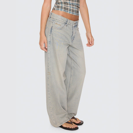 THRILLS Women's High Noon Billie Low Rise Baggy Jean - Light Granite Blue