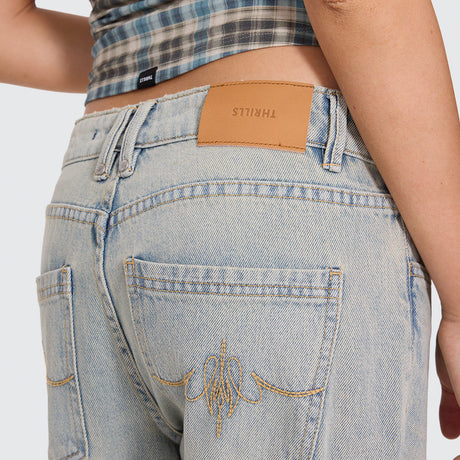 THRILLS Women's High Noon Billie Low Rise Baggy Jean - Light Granite Blue