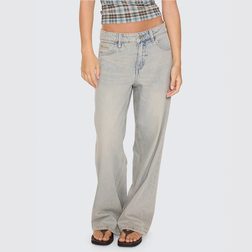 THRILLS Women's High Noon Billie Low Rise Baggy Jean - Light Granite Blue