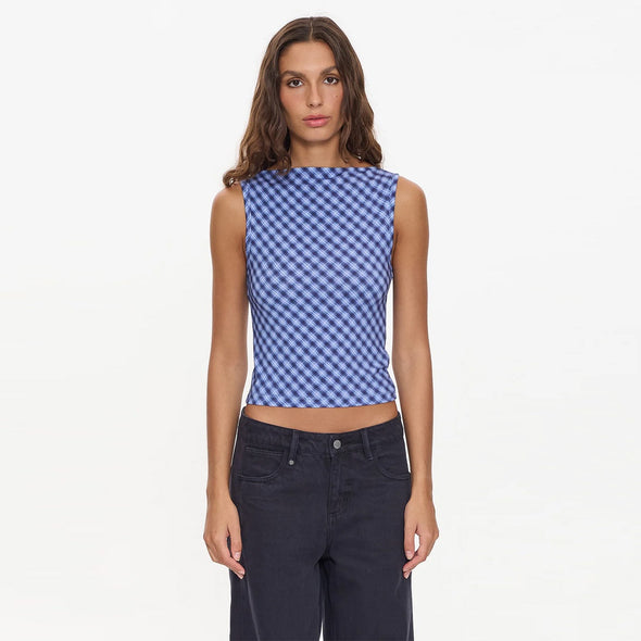 THRILLS Women's High Speed Check Tank - Guardian Navy