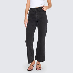 THRILLS Women's Holly High Rise Stretch Wide Jean - Aged Black