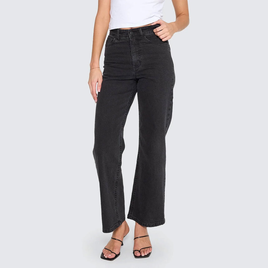 THRILLS Women's Holly High Rise Stretch Wide Jean - Aged Black