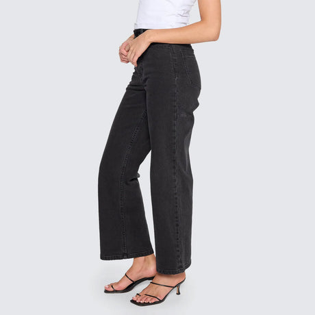 THRILLS Women's Holly High Rise Stretch Wide Jean - Aged Black