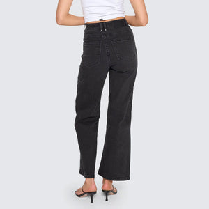 THRILLS Women's Holly High Rise Stretch Wide Jean - Aged Black