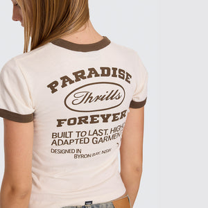 THRILLS Women's Last Stop Ringer Boy Tee - Heritage White