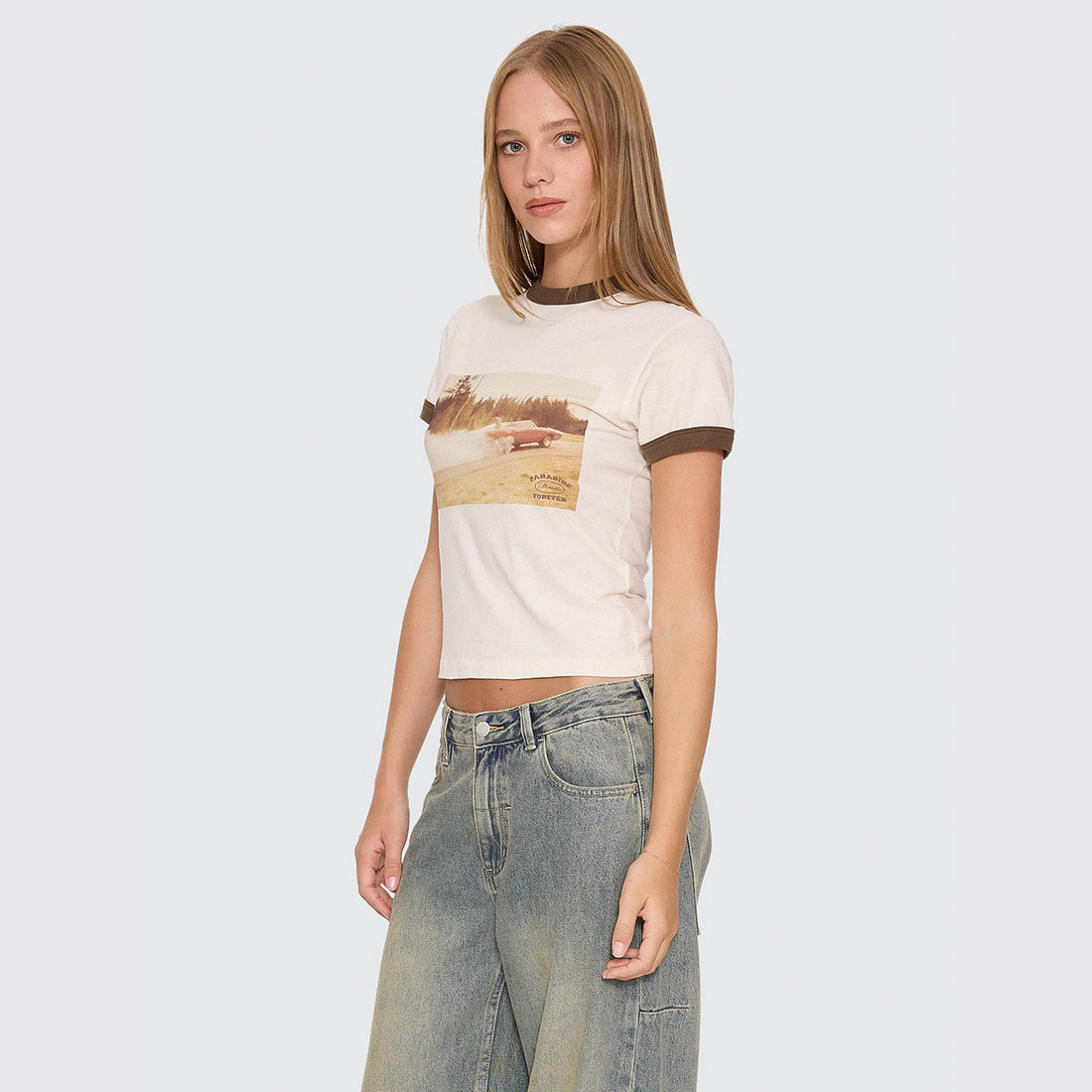 THRILLS Women's Last Stop Ringer Boy Tee - Heritage White