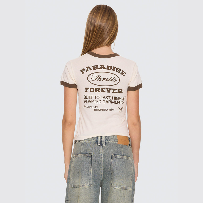 THRILLS Women's Last Stop Ringer Boy Tee - Heritage White