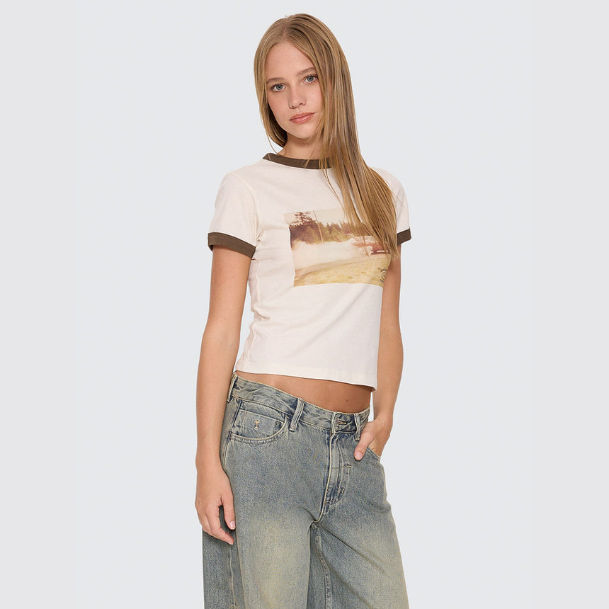 THRILLS Women's Last Stop Ringer Boy Tee - Heritage White