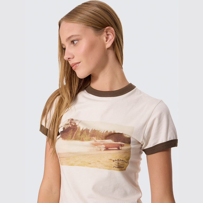 THRILLS Women's Last Stop Ringer Boy Tee - Heritage White