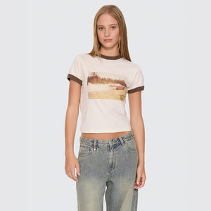 THRILLS Women's Last Stop Ringer Boy Tee - Heritage White