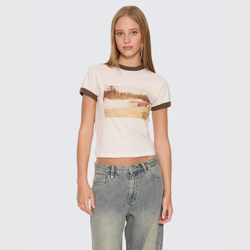 THRILLS Women's Last Stop Ringer Boy Tee - Heritage White