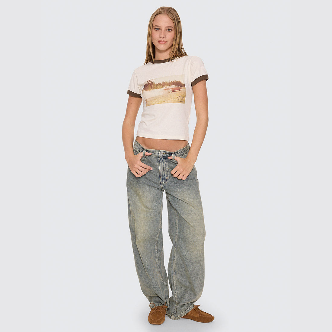 THRILLS Women's Last Stop Ringer Boy Tee - Heritage White