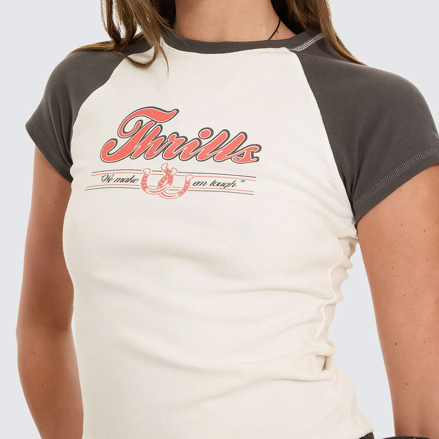 THRILLS Women's Make Em Tough Raglan Club Tee - Dirty White