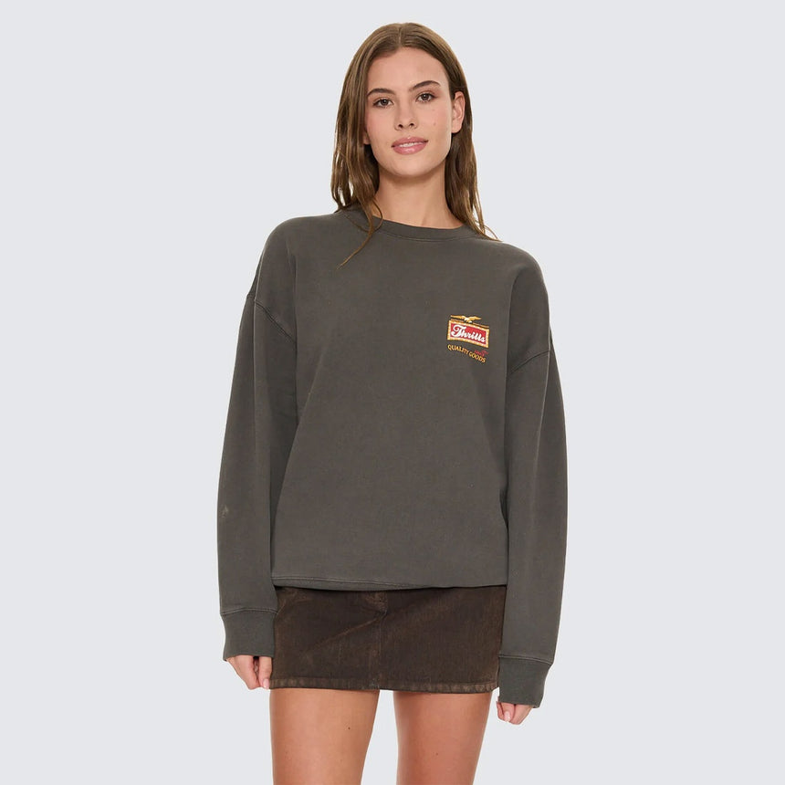 THRILLS Women's Make Em Tough Slouch Crew - Merch Black