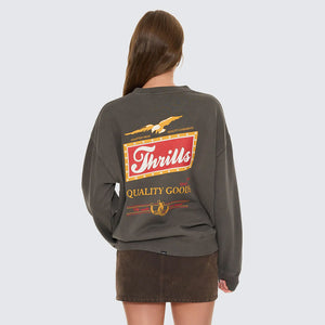 THRILLS Women's Make Em Tough Slouch Crew - Merch Black