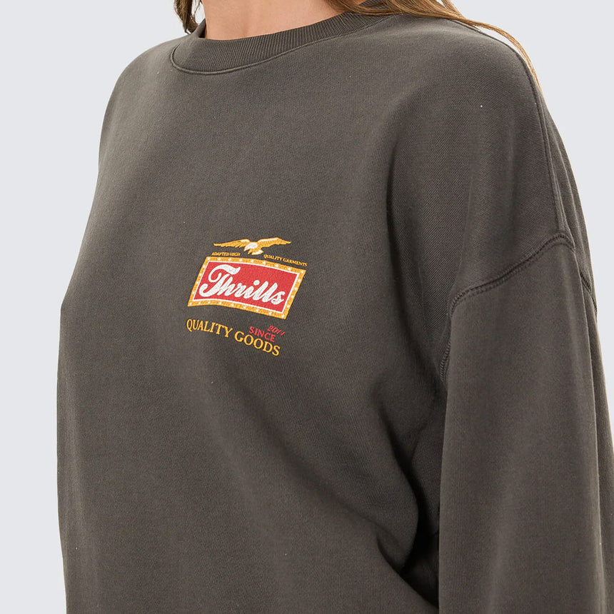 THRILLS Women's Make Em Tough Slouch Crew - Merch Black