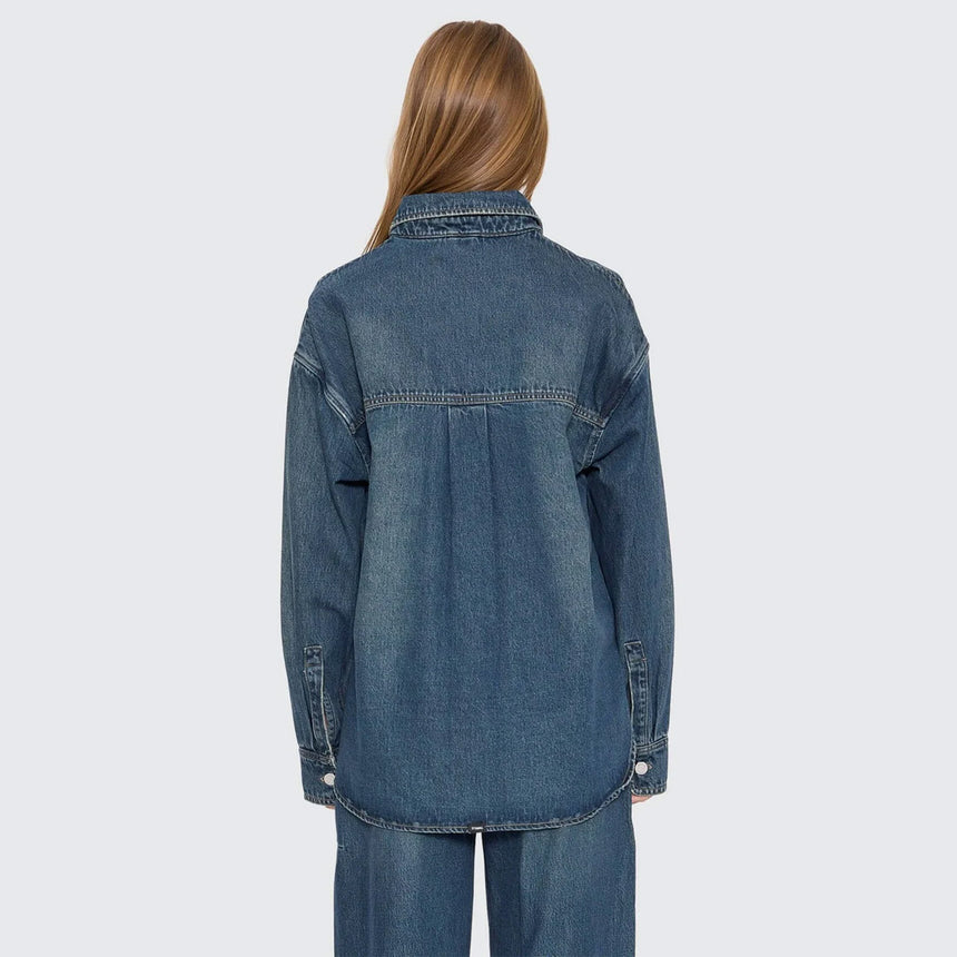 THRILLS Women's Melina Oversized Denim Shirt - Teal Blue