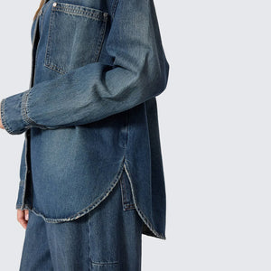 THRILLS Women's Melina Oversized Denim Shirt - Teal Blue